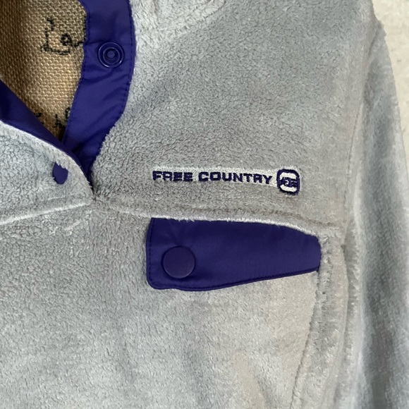 Free Country NWT Stone Grey with Purple Trim Pullover 1/4 Zip Size Large - Picture 3 of 8